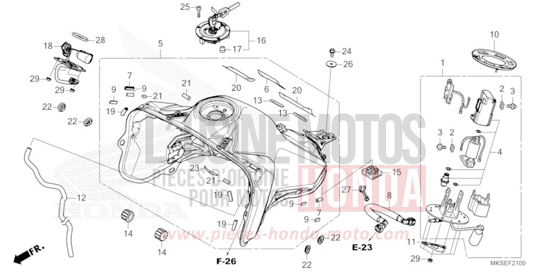 RESERVOIR A CARBURANT/POMPE A CARBURANT (1) de Africa Twin DCT GRAND PRIX RED (R380B) 2021